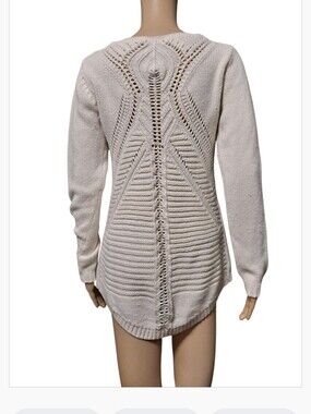 Say What? Cream V-Neck Knit Sweater With Back Detailing